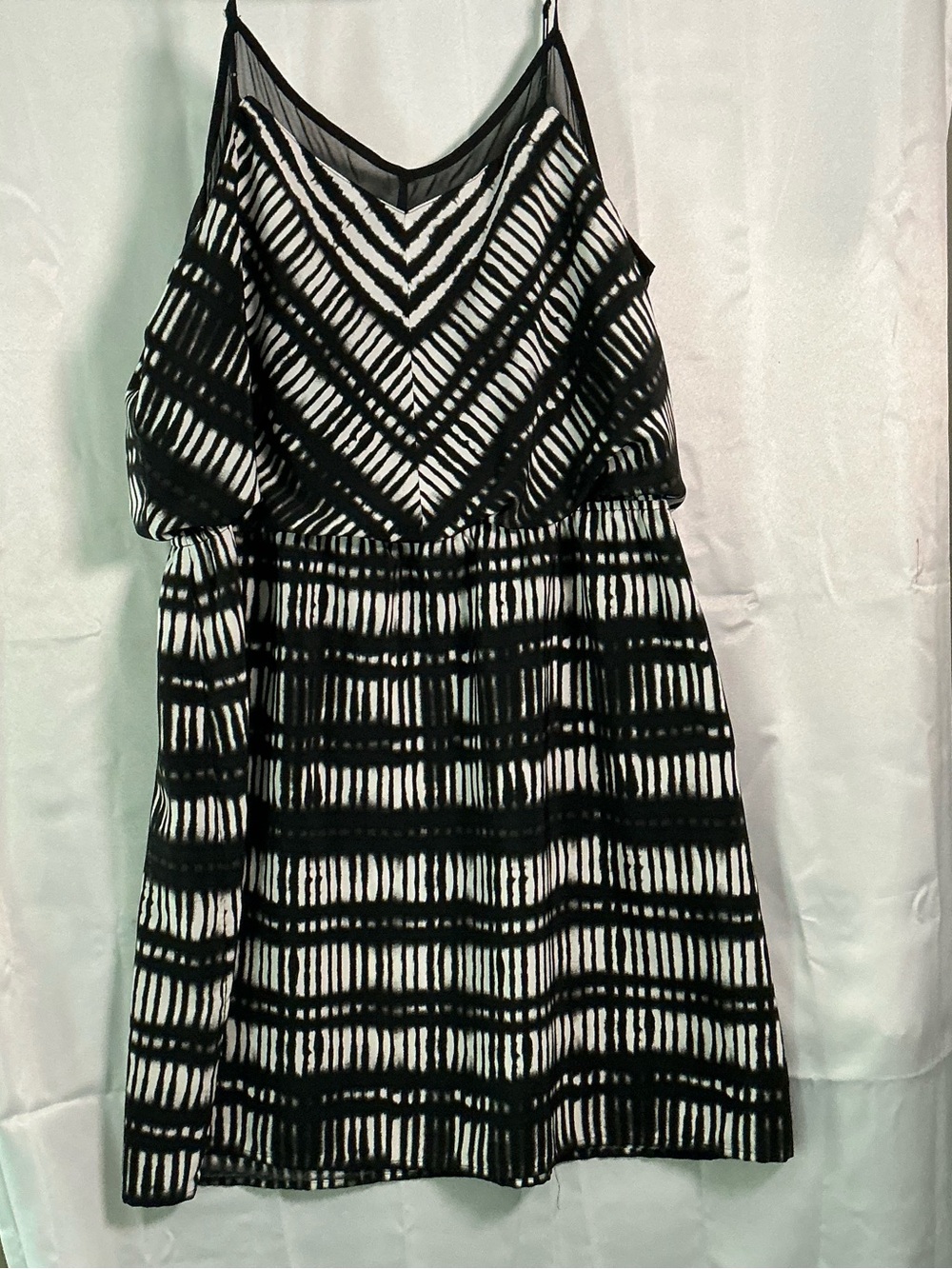 Express Black and White Strapless Patterned Dress